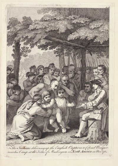 Los Indios entregando a los Cautivos Ingleses al Coronel Bouquet cerca de su campamento en los Forks de Muskingham en América del Norte en noviembre de 1764 de Benjamin West
