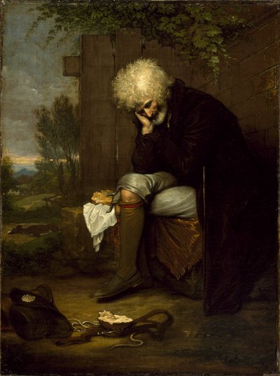 El peregrino llorando a su asno muerto de Benjamin West