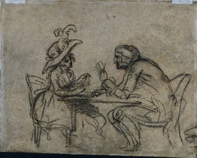 Woman and Man Playing Cards (verso) de Benjamin West