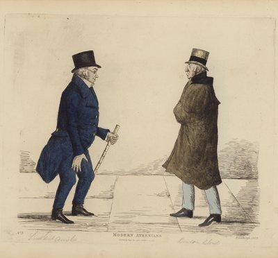 Eminent Edinburghians, aka Modern Athenians, Lieutenant-General George R Ainslie, Bindon Blood, Esq, of Cranacher (grabado en color) de Benjamin William Crombie