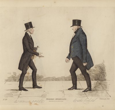 Eminent Edinburghians, aka Modern Athenians, Rev William Muir, LLD, DD, St Stephens Church, Walter Cook, Esq, Writer to the Signet (grabado en color) de Benjamin William Crombie