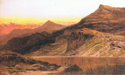 Un atardecer galés, de fuente de revista o libro desconocido de Benjamin Williams Leader