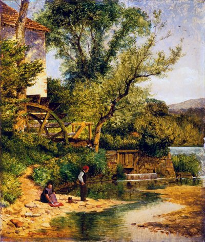 Pescando junto al molino de Benjamin Williams Leader