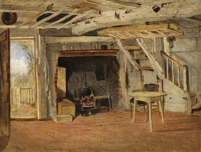 Estudio de un interior de cabaña, c.1869 de Benjamin Williams Leader