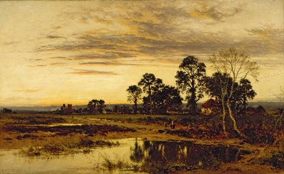 Cuando se pone el sol: Un pueblo de Worcestershire de Benjamin Williams Leader