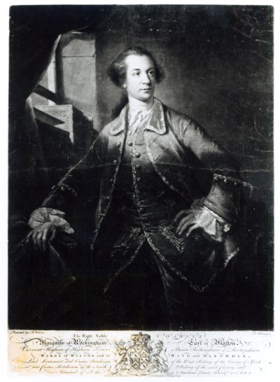 Retrato de Charles Watson-Wentworth, segundo marqués de Rockingham (1730-82), grabado por Richard Houston de Benjamin Wilson