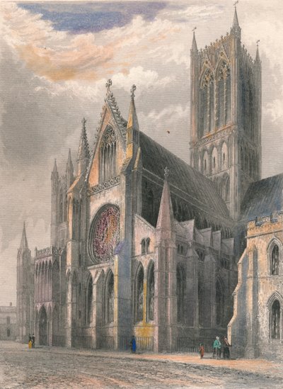 Catedral de Lincoln - Vista del transepto sur y la torre central, 1836 de Benjamin Winkles