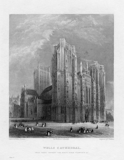 Catedral de Wells, Somerset, c1860 de Benjamin Winkles