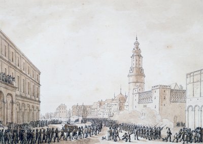 Funeral de un oficial francés en Weimar, octubre de 1806 (dibujo) de Benjamin Zix
