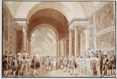 Vista del cortejo nupcial de Napoleón I (1769-1821) con la Archiduquesa Marie Louise de Habsburgo-Lorena (1791-1847), 2/04/1810 en la Gran Galería del Louvre de Benjamin Zix