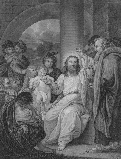 Los niños pequeños llevados a Cristo, San Marcos 10, Versículo 13-17 de Benjamin after West