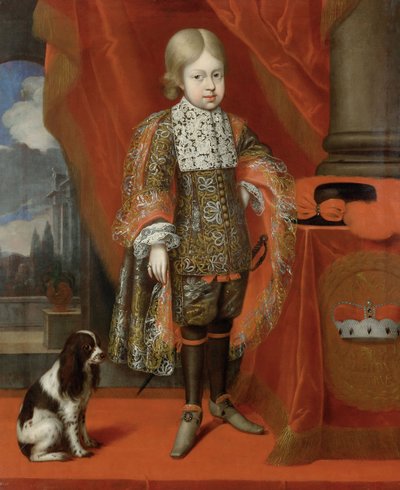 El futuro emperador José I 1678-1711 a la edad de seis años con un perro de Benjamin von Block