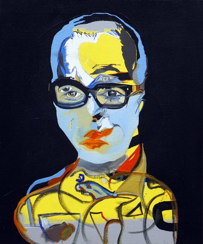 50 Major Writers In History : Bret Easton Ellis, 2015 (óleo y acrílico sobre lienzo) de Benoit Erwann Boucherot