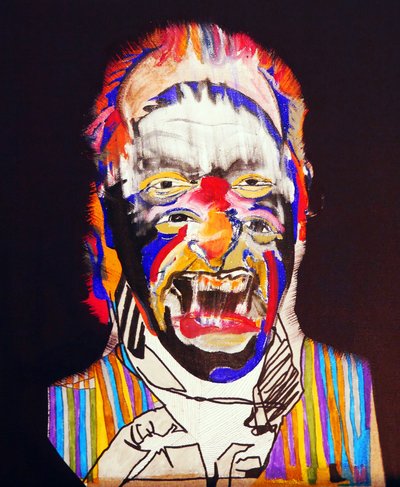 50 Major Writers In History : Charles Bukowski, 2015 (óleo y acrílico sobre lienzo) de Benoit Erwann Boucherot