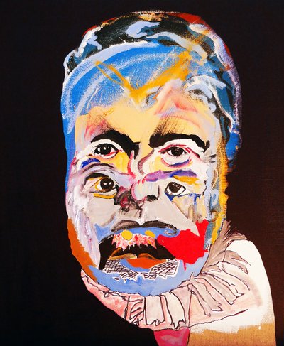 50 Major Writers In History : Ernest Hemingway, 2015 (óleo y acrílico sobre lienzo) de Benoit Erwann Boucherot
