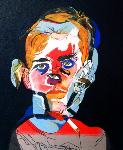50 Grandes Escritores de la Historia : Jack Kerouac, 2015 (óleo y acrílico sobre lienzo) de Benoit Erwann Boucherot