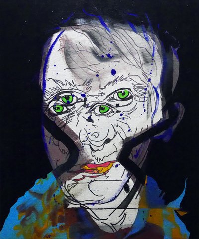 50 grandes escritores de la historia : Michel Houellebecq, 2015 (óleo y acrílico sobre lienzo) de Benoit Erwann Boucherot