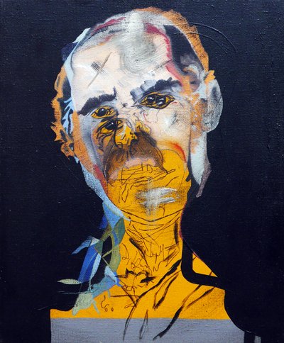 50 Major Writers In History : Philip Roth, 2015 (óleo y acrílico sobre lienzo) de Benoit Erwann Boucherot