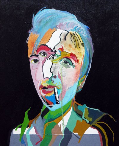 50 grandes escritores de la historia : Roland Barthes, 2015 (óleo y acrílico sobre lienzo) de Benoit Erwann Boucherot