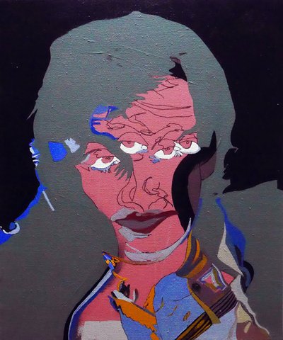 50 Major Writers In History : Salman Rushdie, 2015 (óleo y acrílico sobre lienzo) de Benoit Erwann Boucherot