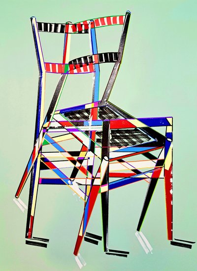 Chaise - superleggera, según Gio Ponti, 2016 (óleo sobre lienzo de lino) de Benoit Erwann Boucherot