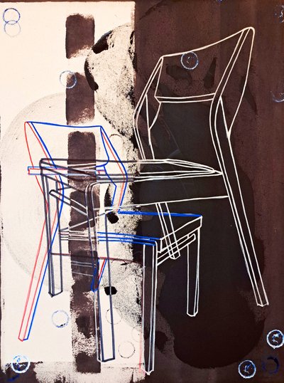 Prototipo de chaise, según David Gour, 2023 (óleo y acrílico sobre lienzo mixto) de Benoit Erwann Boucherot