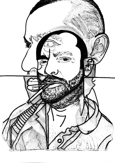 Jon doble, 2019 (tinta sobre papel) de Benoit Erwann Boucherot