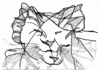 Gato doble, 2019 (tinta sobre papel) de Benoit Erwann Boucherot