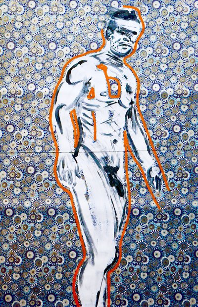Masculin japonais 4, 2020 (acrílico sobre papel japonés serigrafiado) de Benoit Erwann Boucherot
