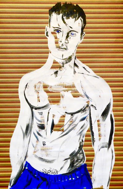 Masculin japonais 7, 2020 (acrílico sobre papel japonés serigrafiado) de Benoit Erwann Boucherot