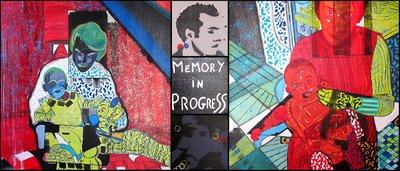 Memory in progress, 2001 (óleo y acrílico sobre 5 lienzos yuxtapuestos) de Benoit Erwann Boucherot