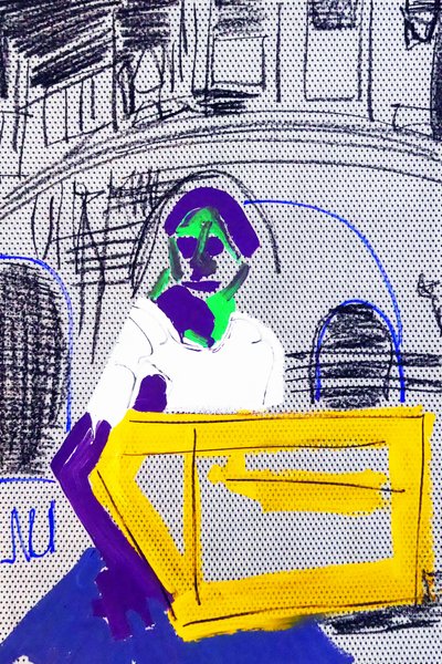 Passager 5, 2020 (acrílico sobre papel japonés serigrafiado) de Benoit Erwann Boucherot