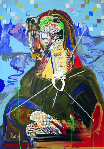 Surpeinture : Joconde, 2018 (óleo, papel y acrílico sobre lienzo) de Benoit Erwann Boucherot