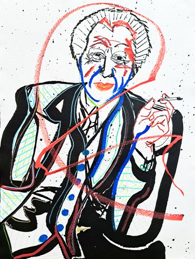 Retrato : Frank Lloyd Wright, 2022 (acrílico sobre papel) de Benoit Erwann Boucherot