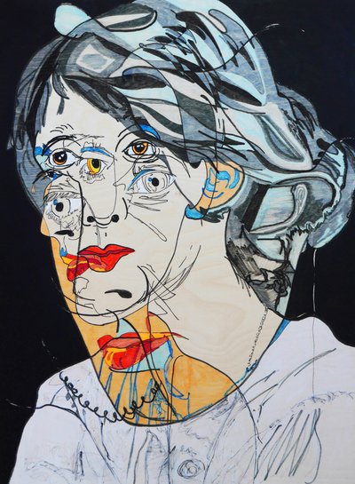 Retrato : Virginia Woolf, 2021 (óleo y acrílico sobre panel de madera) de Benoit Erwann Boucherot
