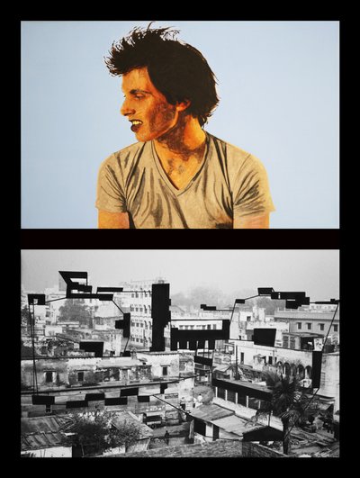 Yohan en Benarés, 2005 (óleo sobre 2 lienzos yuxtapuestos) de Benoit Erwann Boucherot