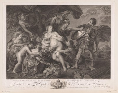 Minerva beschermt de Vruchtbaarheid tegen March Minerva despide al dios de la guerra y protege la fertilidad (título sobre objeto) de Benoit Louis Henriquez
