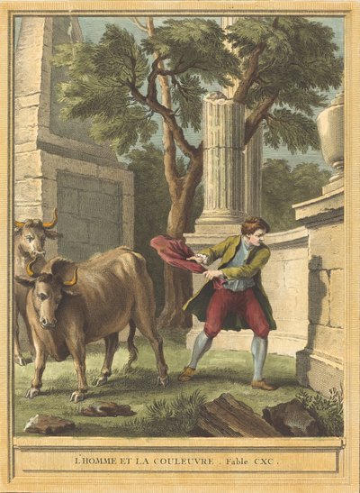 El hombre y la serpiente, publicado en 1759 de Benoit Louis Prevost