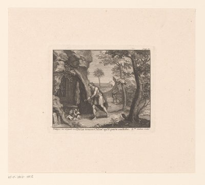Chloë door Dryas gevonden
Drias encuentra a Chloë y se la lleva a su mujer (título en el objeto) de Benoît Audran (I)