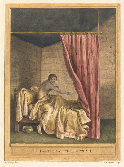 El hombre y la pulga de Benoît Louis Prévost after Jean Baptiste Oudry