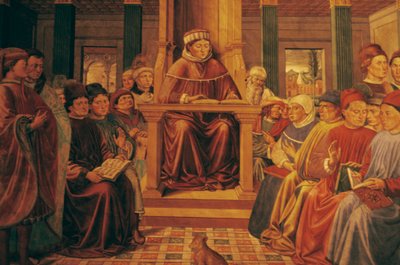 Agustín enseñando retórica en Roma de Benozzo di Lese di Sandro Gozzoli