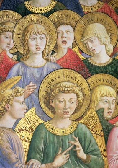 Coro de Ángeles, detalle del ciclo del Viaje de los Magos en la capilla, c.1460 (detalle) de Benozzo di Lese di Sandro Gozzoli