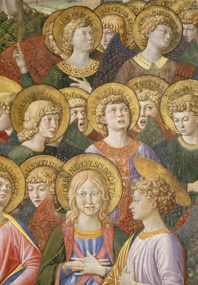 Coro de Ángeles, detalle del ciclo del Viaje de los Magos en la capilla, c.1460 (detalle) de Benozzo di Lese di Sandro Gozzoli