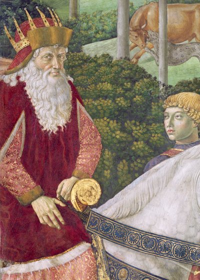 Giuseppe, el Patriarca de Constantinopla, como uno de los Tres Reyes, detalle del ciclo del Viaje de los Magos en la capilla, c.1460 (detalle) de Benozzo di Lese di Sandro Gozzoli
