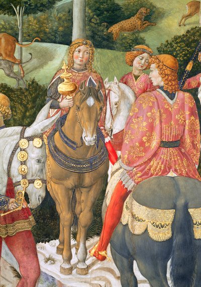 Jinetes en el séquito real, detalle del ciclo del Viaje de los Magos en la capilla, c.1460 (detalle) de Benozzo di Lese di Sandro Gozzoli