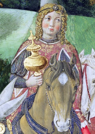 Jinetes en el séquito real, detalle del ciclo del Viaje de los Reyes Magos en la capilla, c.1460 de Benozzo di Lese di Sandro Gozzoli