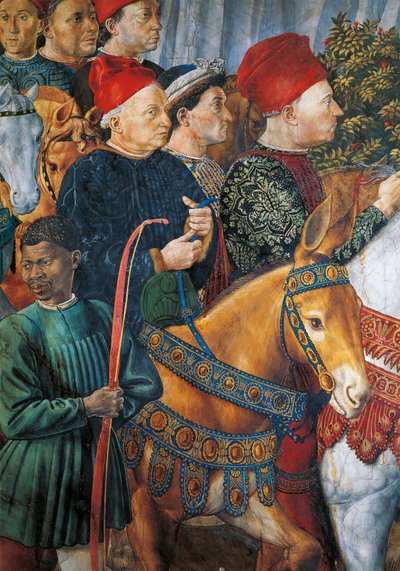 Italia, Florencia, Imagen pintada de Cosimo il Vecchio (Cosimo el Viejo) (detalle) de Benozzo di Lese di Sandro Gozzoli