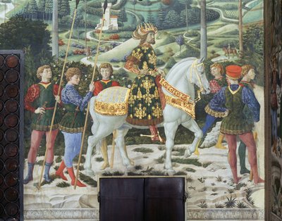 Juan VII Paleólogo (1391-1448), emperador romano de Oriente, como Baltasar, uno de los Reyes Magos, detalle del ciclo del Viaje de los Magos en la capilla, c.1460 (fresco) de Benozzo di Lese di Sandro Gozzoli