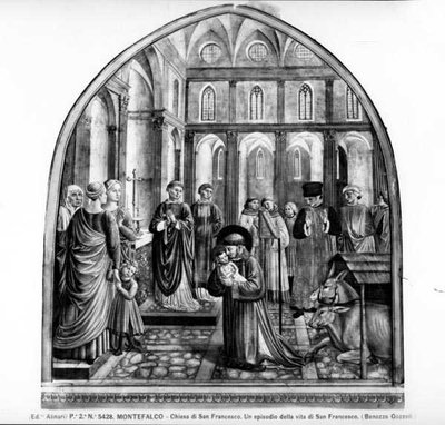 San Francisco Meciendo al Bambino en Greccio de Benozzo di Lese di Sandro Gozzoli
