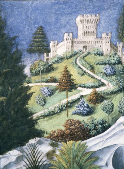 El camino hacia un castillo, del Viaje de los Magos (detalle) de Benozzo di Lese di Sandro Gozzoli